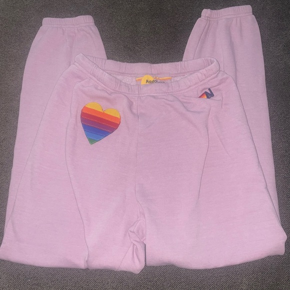 Aviator Nation Sweatpants Rainbow Heart - Picture 1 of 1